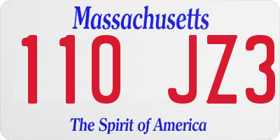 MA license plate 110JZ3