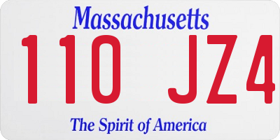 MA license plate 110JZ4