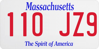 MA license plate 110JZ9