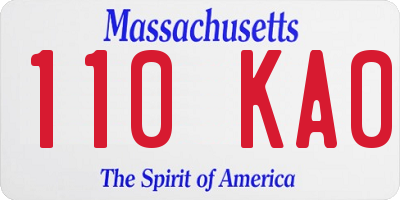 MA license plate 110KA0