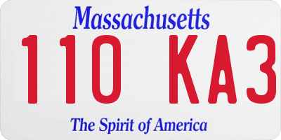 MA license plate 110KA3