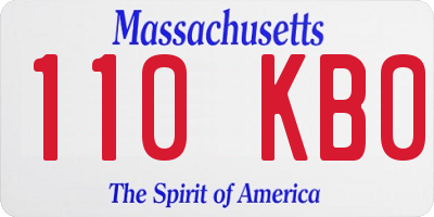 MA license plate 110KB0