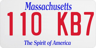 MA license plate 110KB7