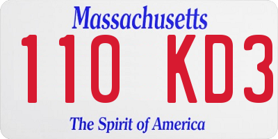 MA license plate 110KD3