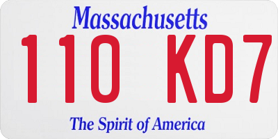 MA license plate 110KD7
