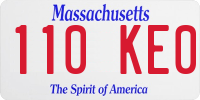 MA license plate 110KE0
