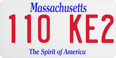 MA license plate 110KE2
