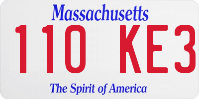 MA license plate 110KE3