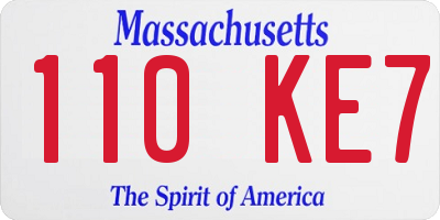 MA license plate 110KE7