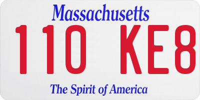 MA license plate 110KE8