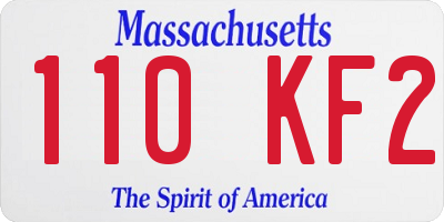 MA license plate 110KF2