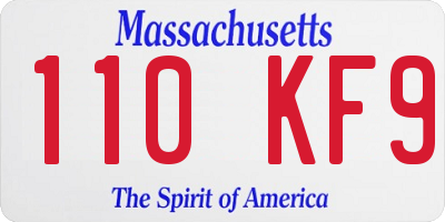 MA license plate 110KF9