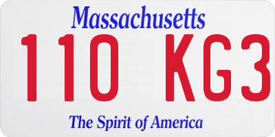 MA license plate 110KG3