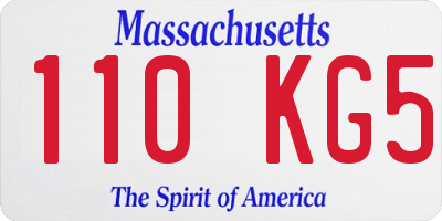 MA license plate 110KG5