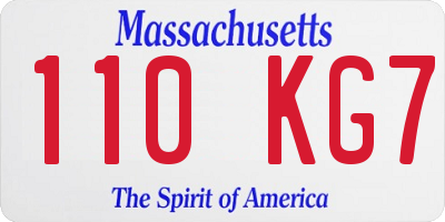 MA license plate 110KG7