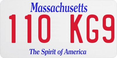 MA license plate 110KG9