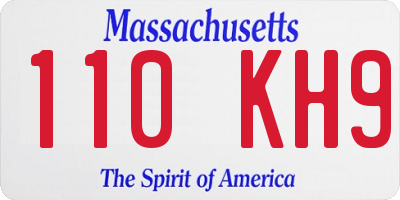 MA license plate 110KH9