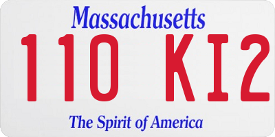MA license plate 110KI2