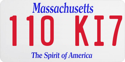 MA license plate 110KI7
