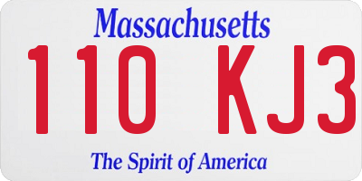 MA license plate 110KJ3