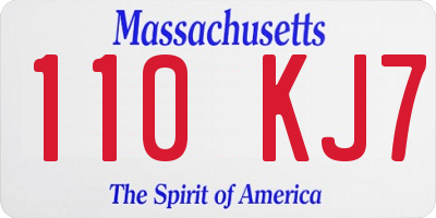 MA license plate 110KJ7