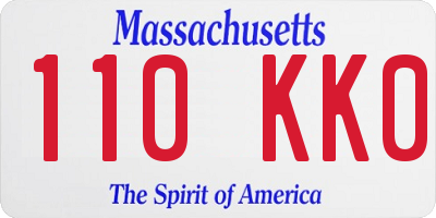 MA license plate 110KK0