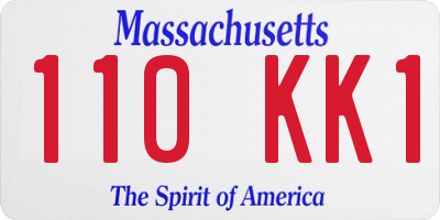MA license plate 110KK1