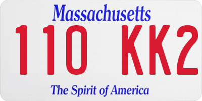 MA license plate 110KK2