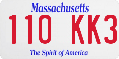 MA license plate 110KK3