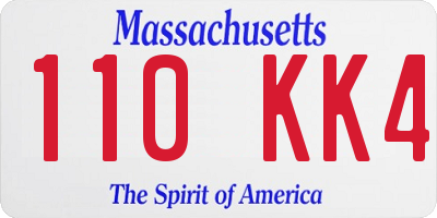 MA license plate 110KK4