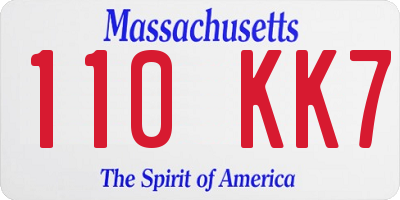 MA license plate 110KK7