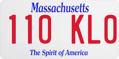 MA license plate 110KL0