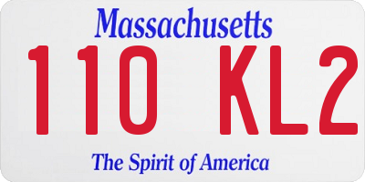 MA license plate 110KL2