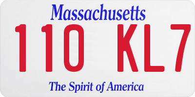 MA license plate 110KL7