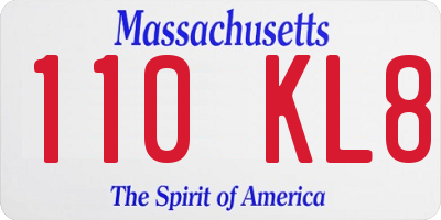 MA license plate 110KL8