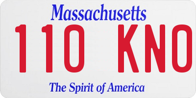 MA license plate 110KN0