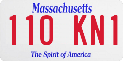 MA license plate 110KN1