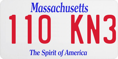 MA license plate 110KN3