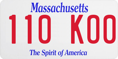 MA license plate 110KO0