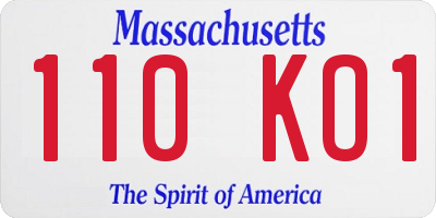 MA license plate 110KO1