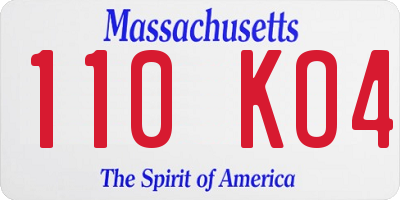 MA license plate 110KO4