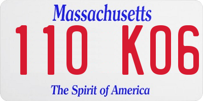 MA license plate 110KO6