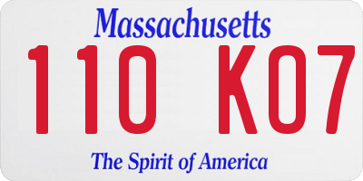 MA license plate 110KO7