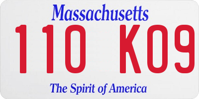 MA license plate 110KO9
