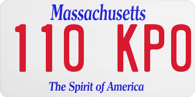 MA license plate 110KP0