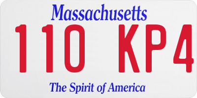 MA license plate 110KP4