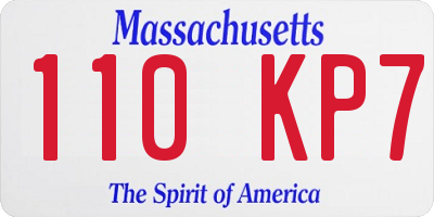 MA license plate 110KP7