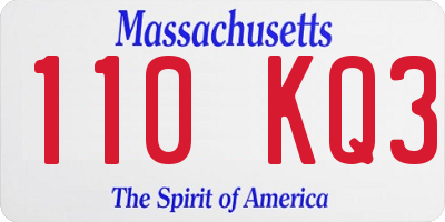 MA license plate 110KQ3