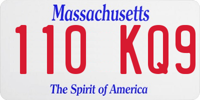 MA license plate 110KQ9