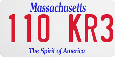 MA license plate 110KR3